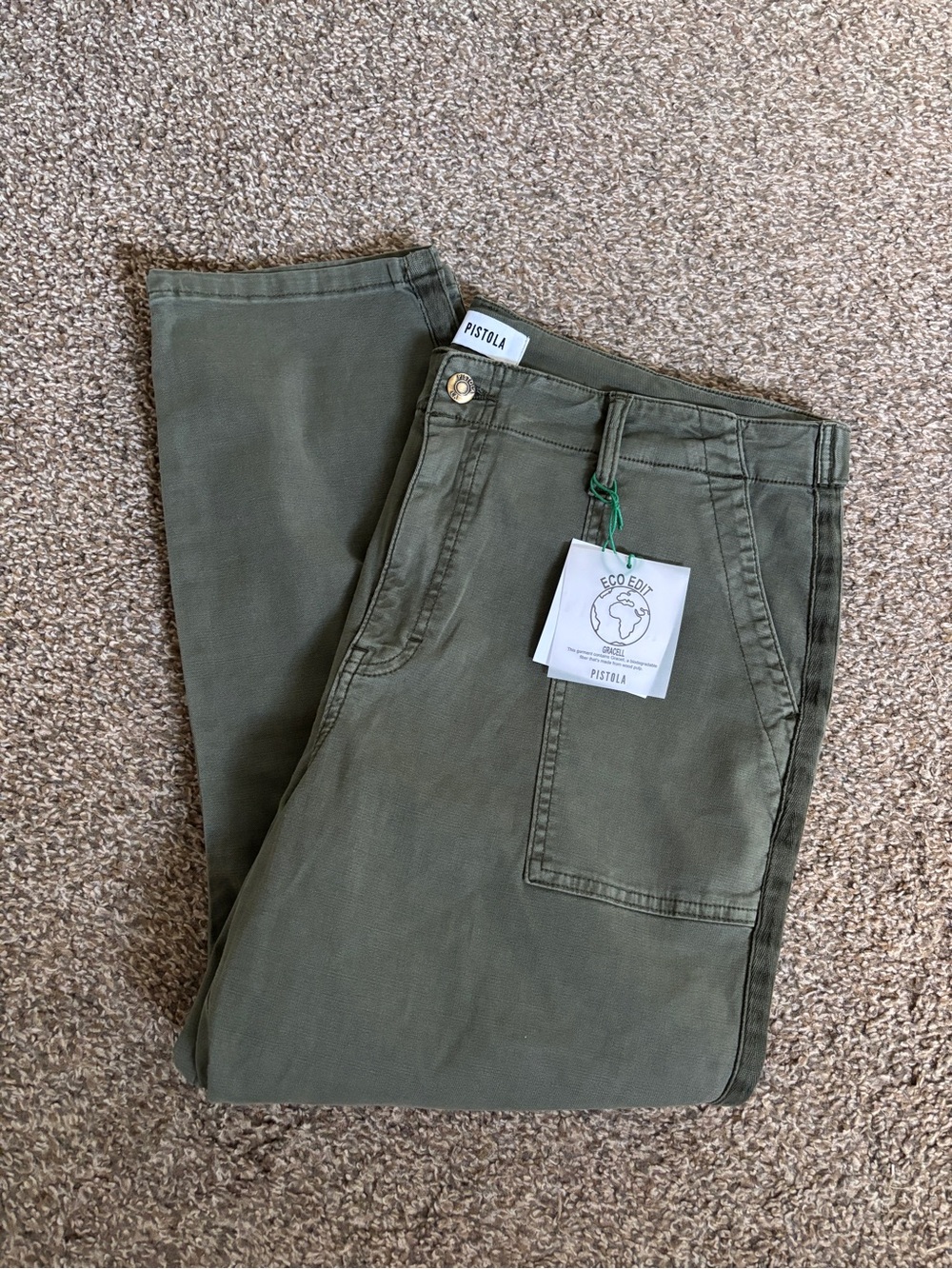 Pistola Mara Straight Leg Green Pants Size 33